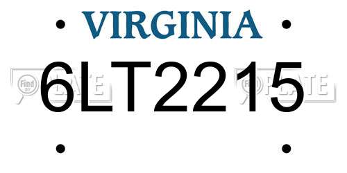 6LT2215 Virginia License Plate