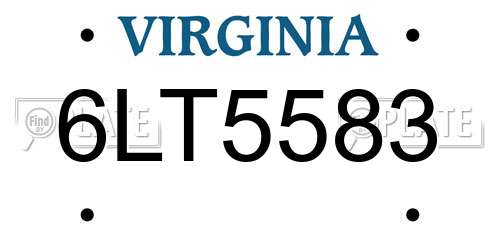 6LT5583 Virginia License Plate