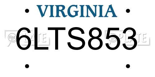 6LTS853 Virginia License Plate