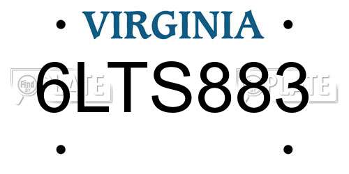6LTS883 Virginia License Plate