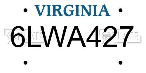 6LWA427 Virginia License Plate