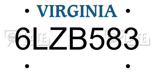 6LZB583 Virginia License Plate
