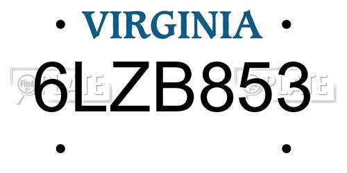 6LZB853 Virginia License Plate