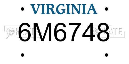 6M6748 Virginia License Plate