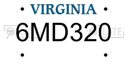 6MD320 Virginia License Plate
