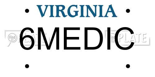 6MEDIC Virginia License Plate