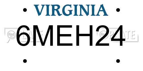 6MEH24 Virginia License Plate