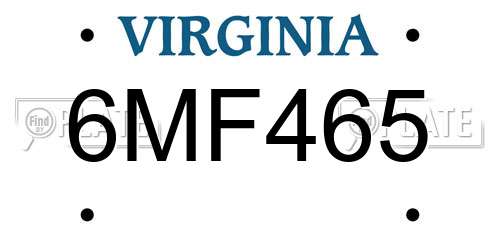 6MF465 Virginia License Plate