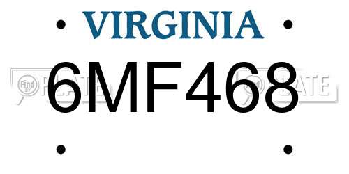 6MF468 Virginia License Plate