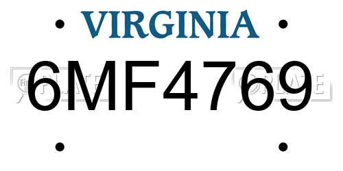 6MF4769 Virginia License Plate