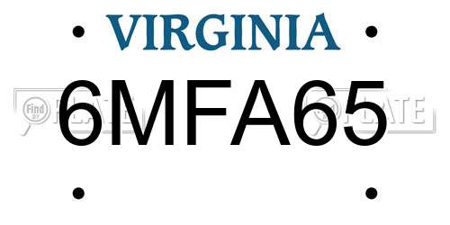 6MFA65 Virginia License Plate