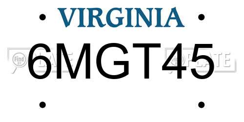 6MGT45 Virginia License Plate
