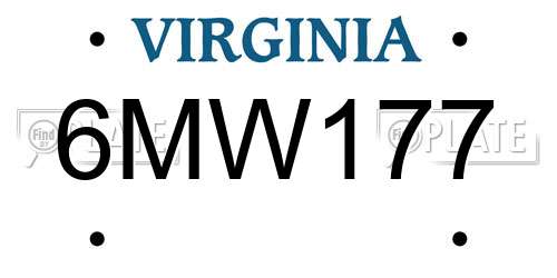 6MW177 Virginia License Plate