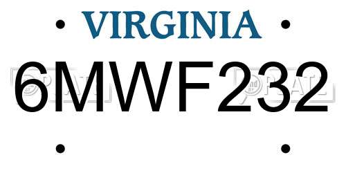 6MWF232 Virginia License Plate