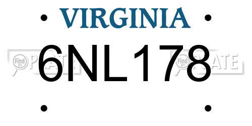6NL178 Virginia License Plate