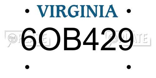 6OB429 Virginia License Plate