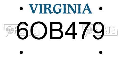 6OB479 Virginia License Plate