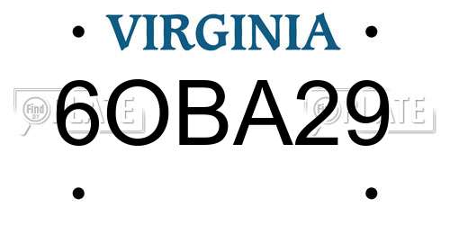 6OBA29 Virginia License Plate