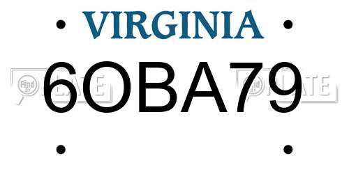 6OBA79 Virginia License Plate