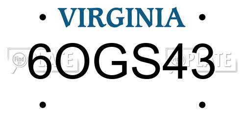 6OGS43 Virginia License Plate