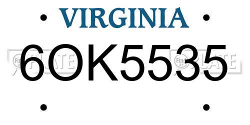 6OK5535 Virginia License Plate