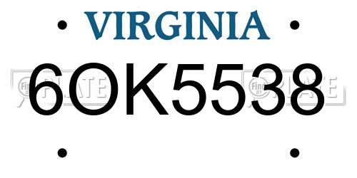 6OK5538 Virginia License Plate