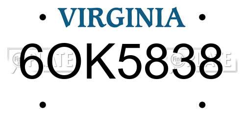 6OK5838 Virginia License Plate