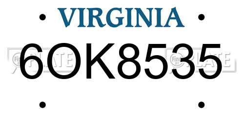 6OK8535 Virginia License Plate