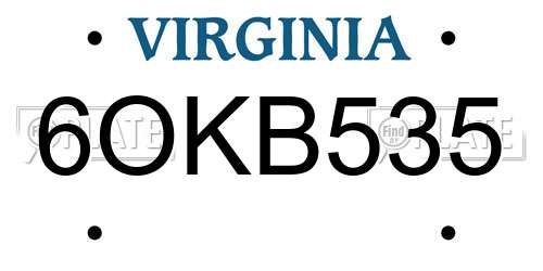 6OKB535 Virginia License Plate