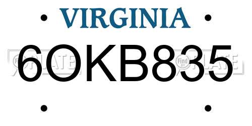 6OKB835 Virginia License Plate