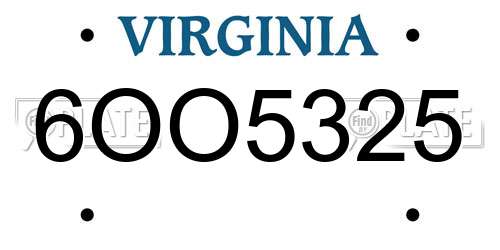 6OO5325 Virginia License Plate