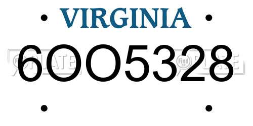 6OO5328 Virginia License Plate