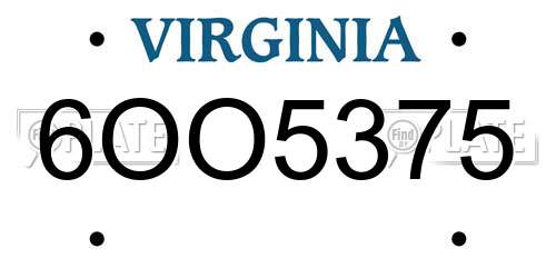 6OO5375 Virginia License Plate