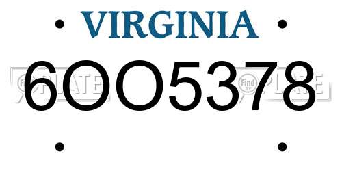 6OO5378 Virginia License Plate