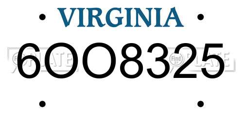 6OO8325 Virginia License Plate