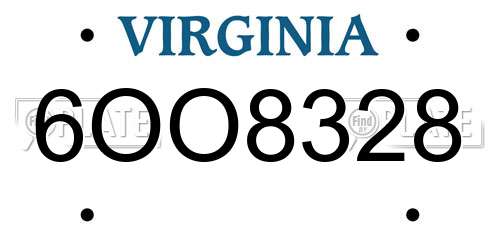 6OO8328 Virginia License Plate