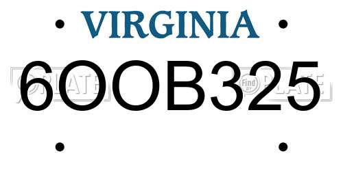 6OOB325 Virginia License Plate