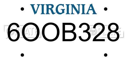 6OOB328 Virginia License Plate