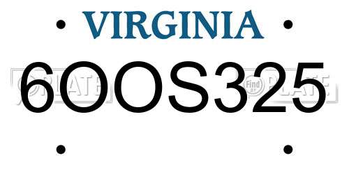 6OOS325 Virginia License Plate