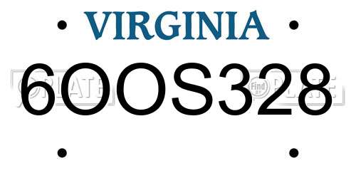 6OOS328 Virginia License Plate