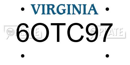 6OTC97 Virginia License Plate