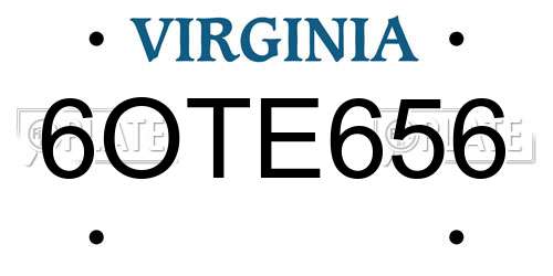 6OTE656 Virginia License Plate