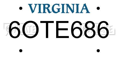 6OTE686 Virginia License Plate