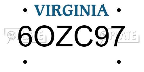 6OZC97 Virginia License Plate