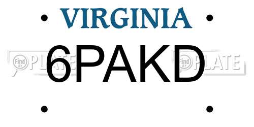 6PAKD Virginia License Plate