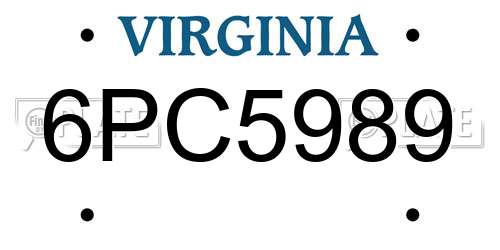 6PC5989 Virginia License Plate