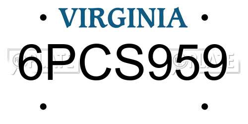 6PCS959 Virginia License Plate