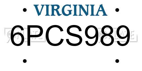 6PCS989 Virginia License Plate