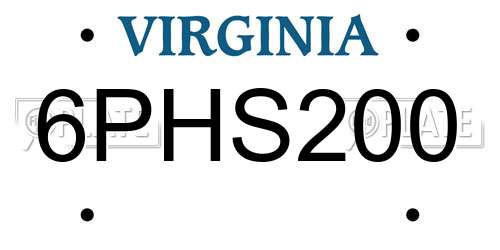 6PHS200 Virginia License Plate