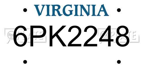 6PK2248 Virginia License Plate